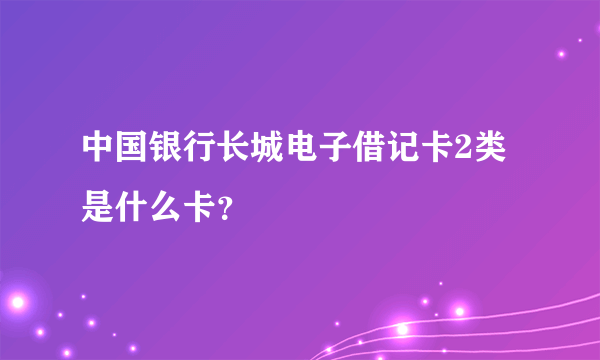 中国银行长城电子借记卡2类是什么卡？