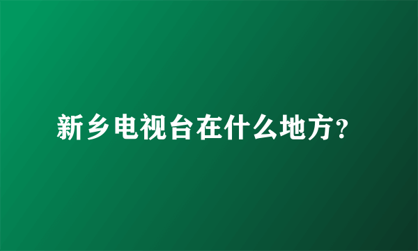 新乡电视台在什么地方？