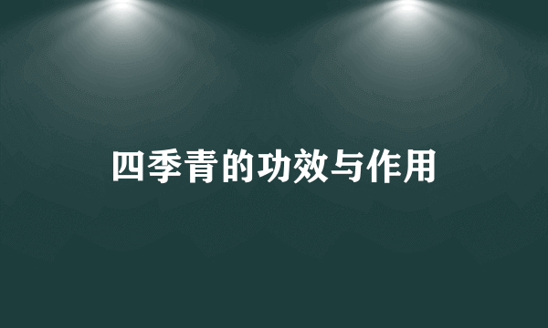 四季青的功效与作用