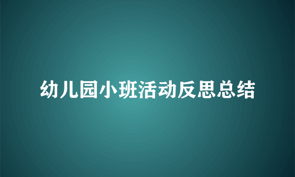 幼儿园小班活动反思总结