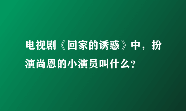 电视剧《回家的诱惑》中，扮演尚恩的小演员叫什么？