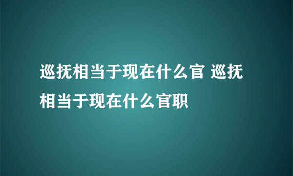 巡抚相当于现在什么官 巡抚相当于现在什么官职