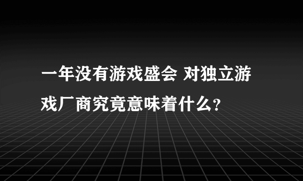 一年没有游戏盛会 对独立游戏厂商究竟意味着什么？