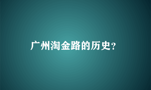 广州淘金路的历史？