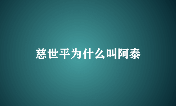 慈世平为什么叫阿泰