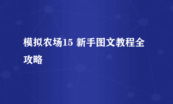 模拟农场15 新手图文教程全攻略