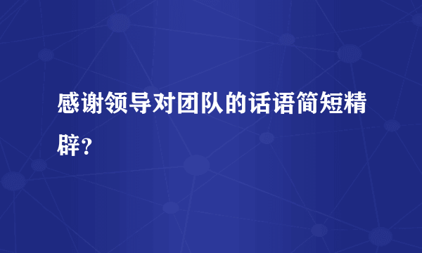 感谢领导对团队的话语简短精辟？