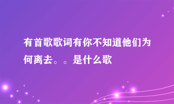 有首歌歌词有你不知道他们为何离去。。是什么歌