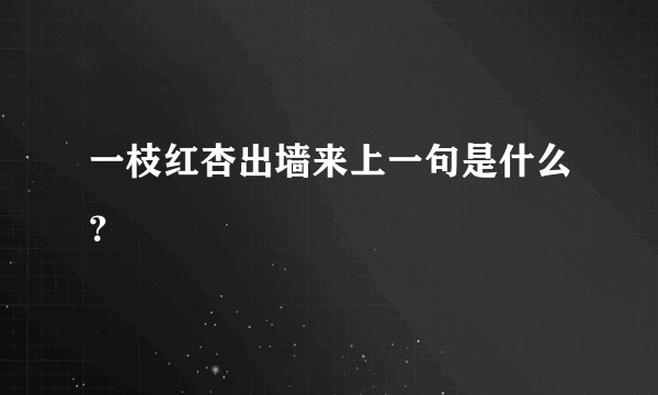 一枝红杏出墙来上一句是什么？