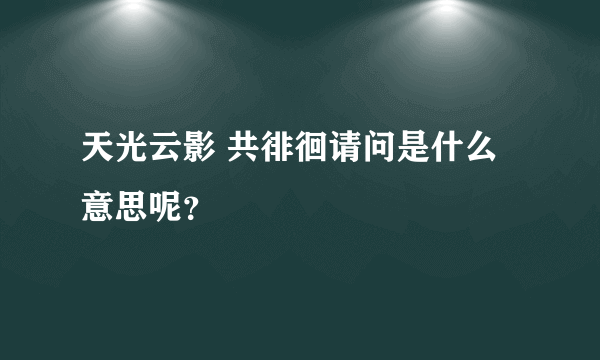 天光云影 共徘徊请问是什么意思呢？