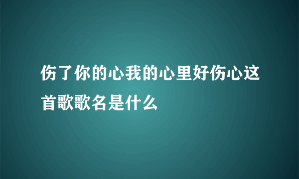 伤了你的心我的心里好伤心这首歌歌名是什么