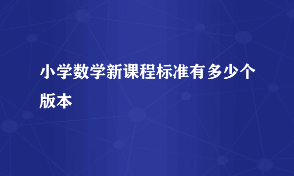 小学数学新课程标准有多少个版本