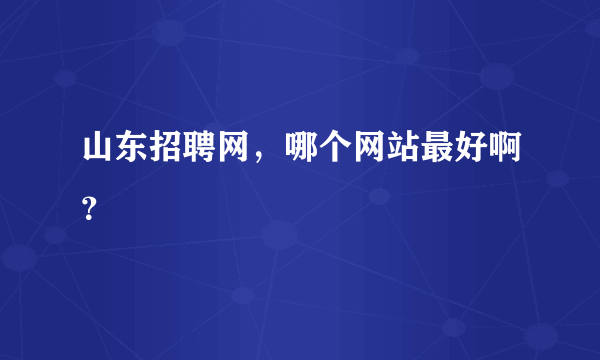 山东招聘网，哪个网站最好啊？