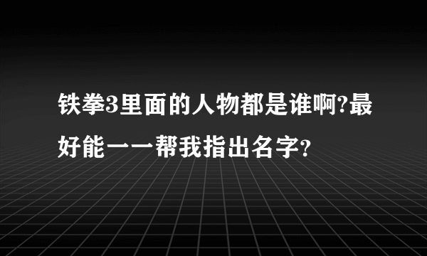 铁拳3里面的人物都是谁啊?最好能一一帮我指出名字？