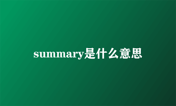 summary是什么意思