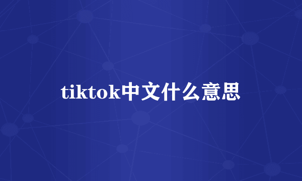 tiktok中文什么意思