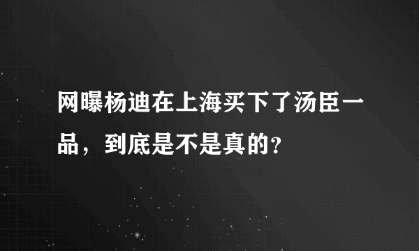 网曝杨迪在上海买下了汤臣一品，到底是不是真的？