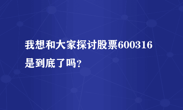 我想和大家探讨股票600316是到底了吗？