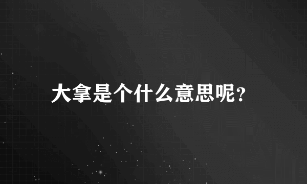 大拿是个什么意思呢？