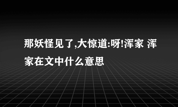 那妖怪见了,大惊道:呀!浑家 浑家在文中什么意思