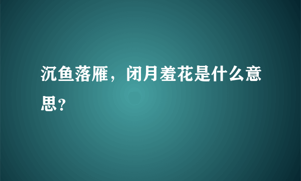 沉鱼落雁，闭月羞花是什么意思？