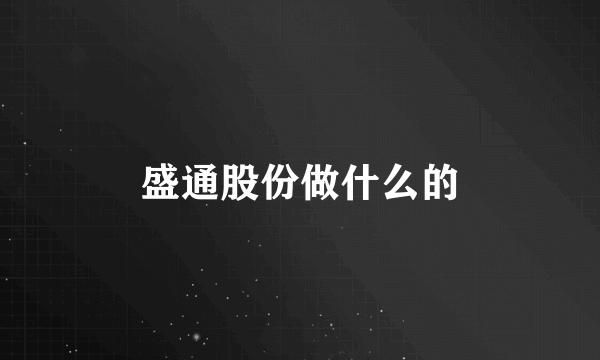 盛通股份做什么的