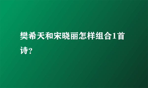 樊希天和宋晓丽怎样组合1首诗？