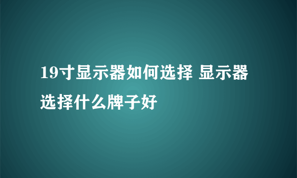 19寸显示器如何选择 显示器选择什么牌子好