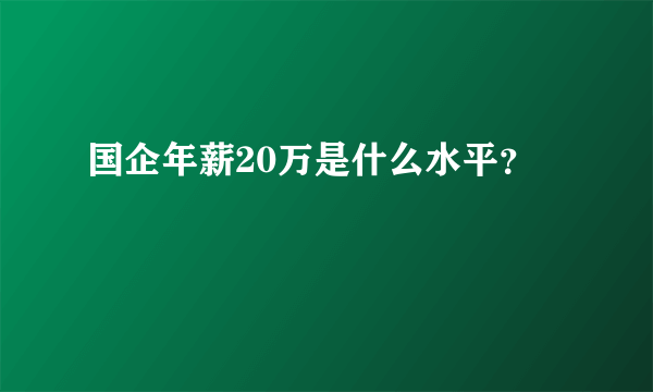 国企年薪20万是什么水平？