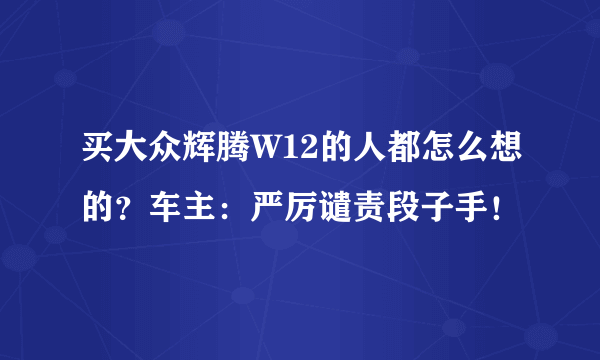 买大众辉腾W12的人都怎么想的？车主：严厉谴责段子手！