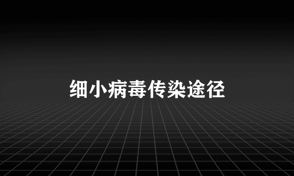 细小病毒传染途径