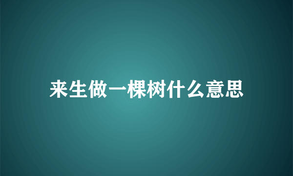 来生做一棵树什么意思