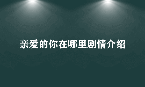 亲爱的你在哪里剧情介绍