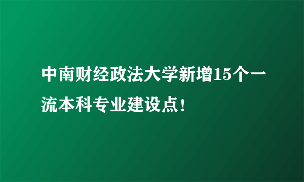 中南财经政法大学新增15个一流本科专业建设点！