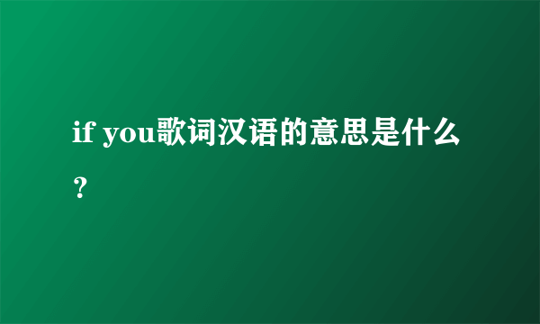 if you歌词汉语的意思是什么？