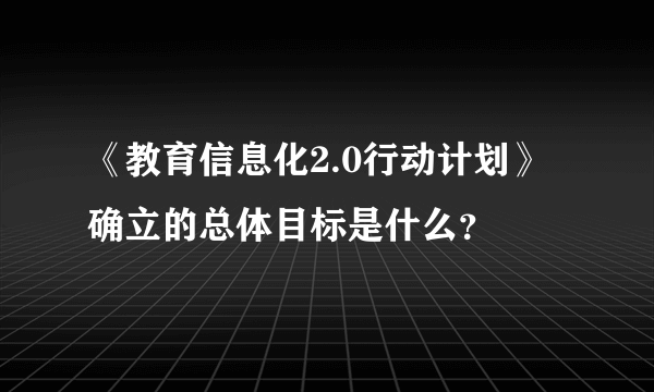 《教育信息化2.0行动计划》确立的总体目标是什么？