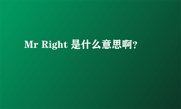 Mr Right 是什么意思啊？