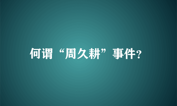 何谓“周久耕”事件？