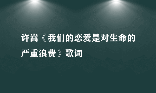 许嵩《我们的恋爱是对生命的严重浪费》歌词