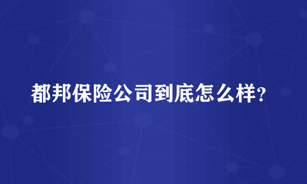 都邦保险公司到底怎么样？