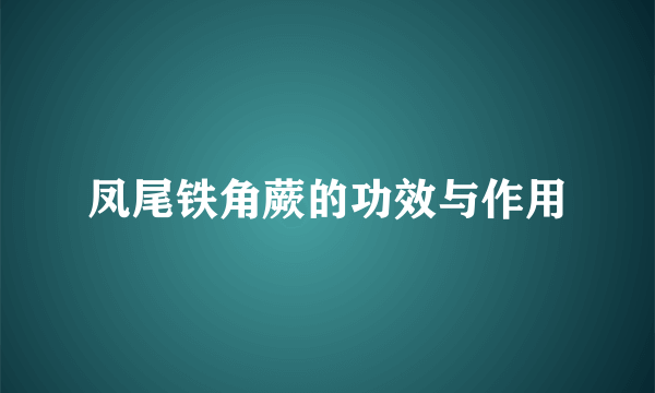 凤尾铁角蕨的功效与作用