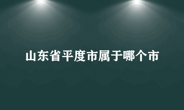 山东省平度市属于哪个市