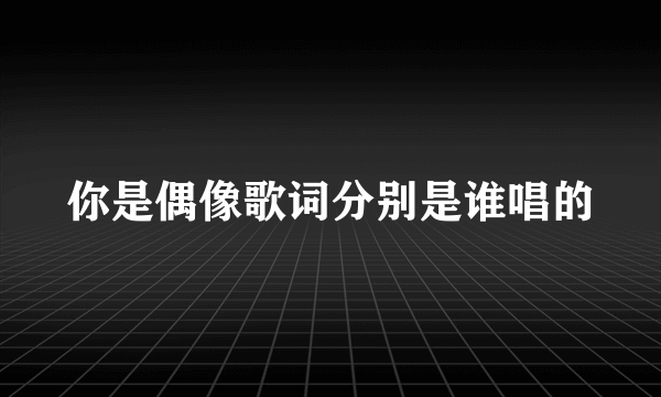 你是偶像歌词分别是谁唱的