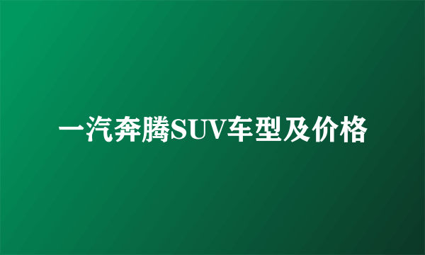 一汽奔腾SUV车型及价格