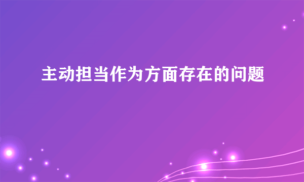 主动担当作为方面存在的问题