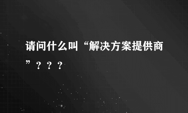 请问什么叫“解决方案提供商”？？？