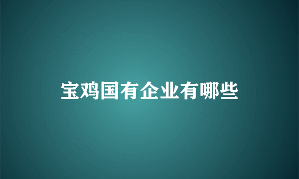 宝鸡国有企业有哪些