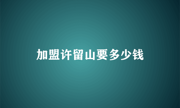 加盟许留山要多少钱