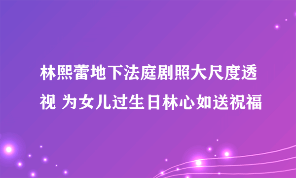 林熙蕾地下法庭剧照大尺度透视 为女儿过生日林心如送祝福