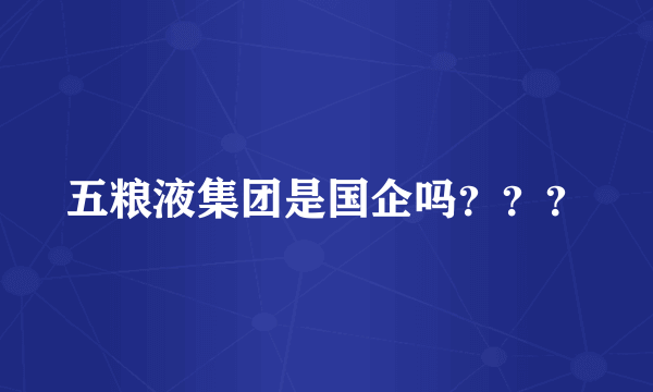 五粮液集团是国企吗？？？